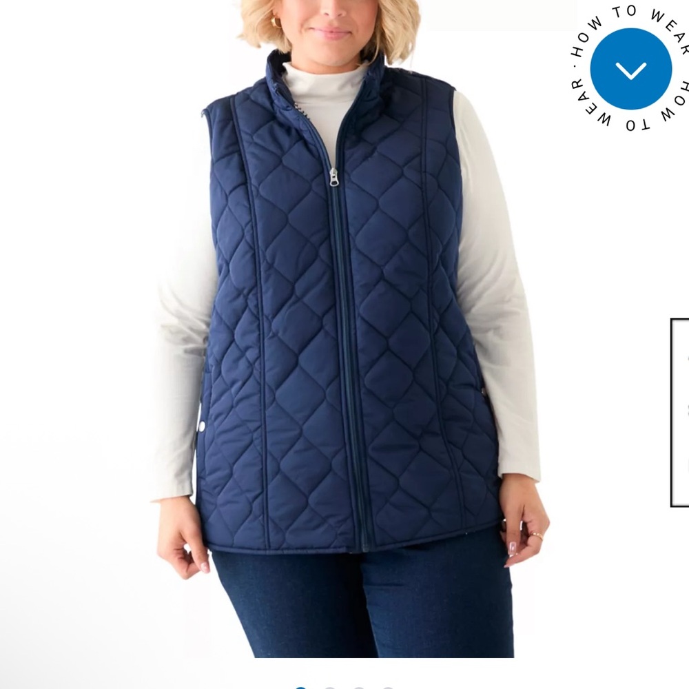 NWT Kim Roger’s Everyday Quilted Vest Size Large Navy Blue